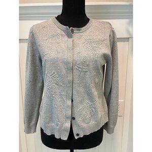 LizSport Cardigan Gray Embroidered Petite Sm